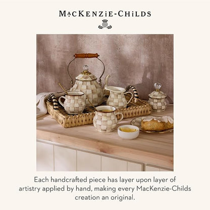 MACKENZIE-CHILDS Enamel Oval Platter, Serving Plate for Entertaining, Medium, Brown-and-White Mocha Check