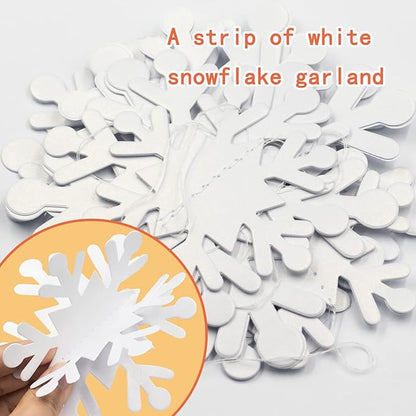 GuassLee Winter Wonderland Frozen Party Decorations - White 12pcs Hanging 3D Paper Snowflakes and Snowflake Garland for Christmas Birthday Parties
