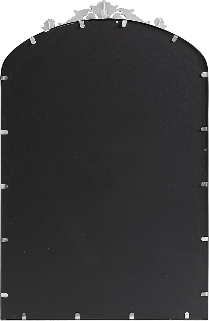 Kate and Laurel Arendahl Traditional Arch Mirror, 24 x 36, Antique Silver, Baroque Inspired Wall Decor