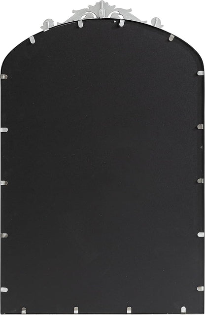 Kate and Laurel Arendahl Traditional Arch Mirror, 24 x 36, Antique Silver, Baroque Inspired Wall Decor