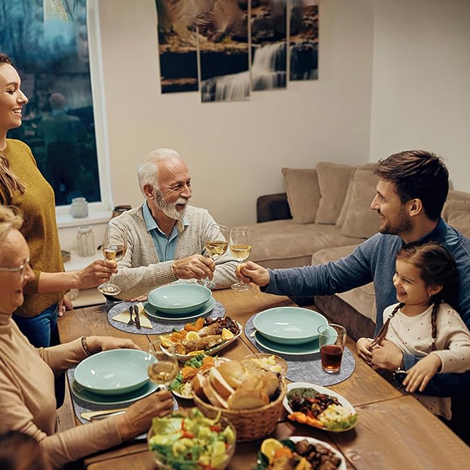 Placemats for Dining Table Set of 6 Non-Slip, Heat Resistant Oval Leather Placemat Double Layer, Waterproof Table Mats Easy to Clean for Kitchen Dining Room Coffee Office Table, Grey