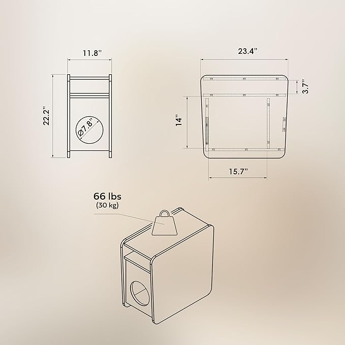 WERMO 12'' Cat Hideaway Side Table - Cat House for Indoor Cats and Enclosed Bed Cave and Hideout for Small Pets with Magazine Holder & Storage Doubling as Narrow End Table, Wood Night Stand (Walnut)