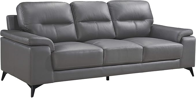 Homelegance 89" Leather Sofa, Dark Gray
