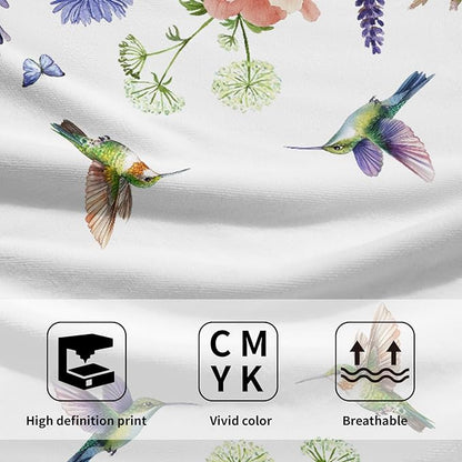 Spring Floral Hand Towels 2 Pack Hummingbird Butterfly Guest Fingertip Towels Soft Absorbent Kitchen 14x28
