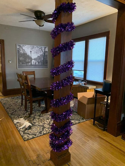 TCDesignerProducts Purple Metallic Twist Garland - 4" x 25' roll, Parade Float Decorations for Trailer Or Golf Cart, Metallic Tinsel Garland, Christmas Garland Décor for Home and Party