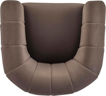 Christopher Knight Home Monroe Velvet Swivel Club Chair, Armchair with 360-Degree Rotation, Upholstered Barrel Swivel Sofa Chair for Living Room, Tufted Back, Thick Cushion, Iron Base, Dark Brown