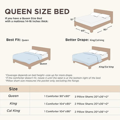 Bedsure Queen Comforter Set - Navy Blue Comforter, Boho Tufted Shabby Chic Bedding for Kids, 3 Pieces Vintage Farmhouse Bed Set for All Seasons, Fluffy Soft Bedding with 2 Pillow Shams