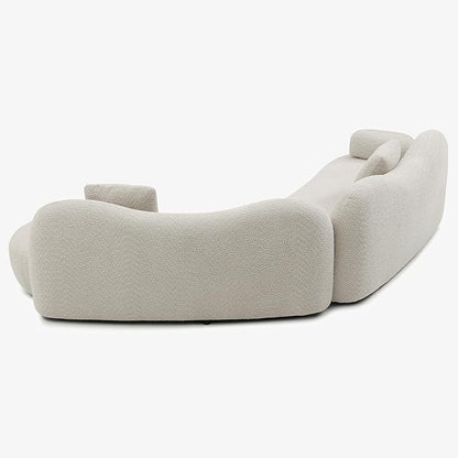 128" Luxury Curved Sectional Sofa with Ottoman, 6-Seater Boucle Couch Cloud Like Modular Sofa, Curved Sofas for Living Room, Luxury Couches with Butterfly Backrest Pillows (Beige)