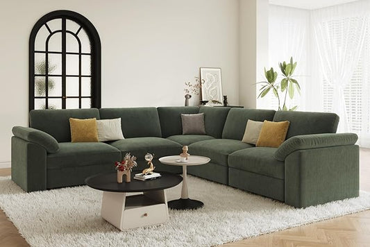 EASE MOOSE Oversized Modular Sectional Sofa, Extra Large L Shape Sectional Cloud Couch,Comfty Deep Seat Wide Modular Sofa for Living Room Removable Cover