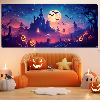 6 x 13 ft Halloween Garage Door Decorations Halloween decorations Witch Door Cover, Hanging Banner, Cauldron Backdrop Mural for Home, Outdoor, Indoor, Spooky Party, Wall, Window