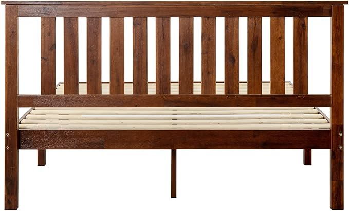 Mellow Marley 14 Inch Solid Wood Platform Bed with Paneled Headboard, Espresso, Queen