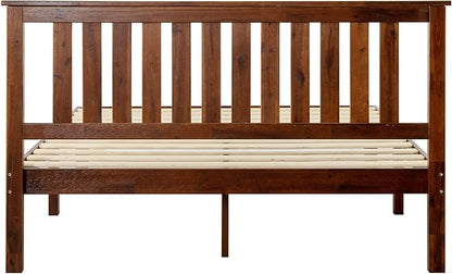 Mellow Marley 14 Inch Solid Wood Platform Bed with Paneled Headboard, Espresso, Queen
