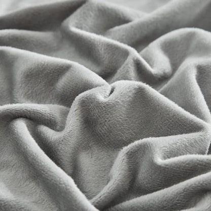 CLOTHKNOW Grey Fluffy King Size Comforter Set Velvet Bedding Comforter Sets Soft Gray Comforter Flannel Comforter with 2 x Pillow Cases
