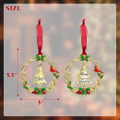 Christmas Tree Ornament Metal Silver Hanging Rotatable Design Charm Holiday Decorative Pendant Gift Keepsake (Golden, 2025)