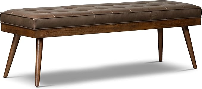 POLY & BARK Napa Luca Leather Bench Accent Chairs in Cocoa Brown