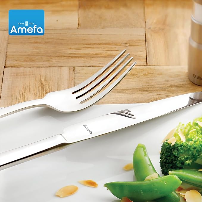 Amefa Moderno 20-piece 18/10 Stainless Steel Flatware Set, High Gloss Mirror Finish, Silverware Set Service for 4, Dishwasher Safe, Rust resistant Cutlery.