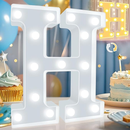 Pooqla LED Marquee Letter Lights, Warm White and Cool White Decorative Lighted Letters, Light Up Alphabet Letters for Boys Girls, Party, Wedding, Bar, Night Light, Birthday Decoration, Letter H