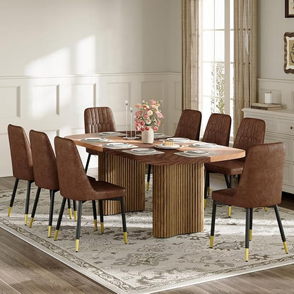 Dining Table Set for 8 - Large 78.7" Rectangular Kitchen Table Set for 8 with Cushioned Chairs,Modern Mid-Century Wood Dining Room Table for 8 Ideal for Kitchen & Gatherings