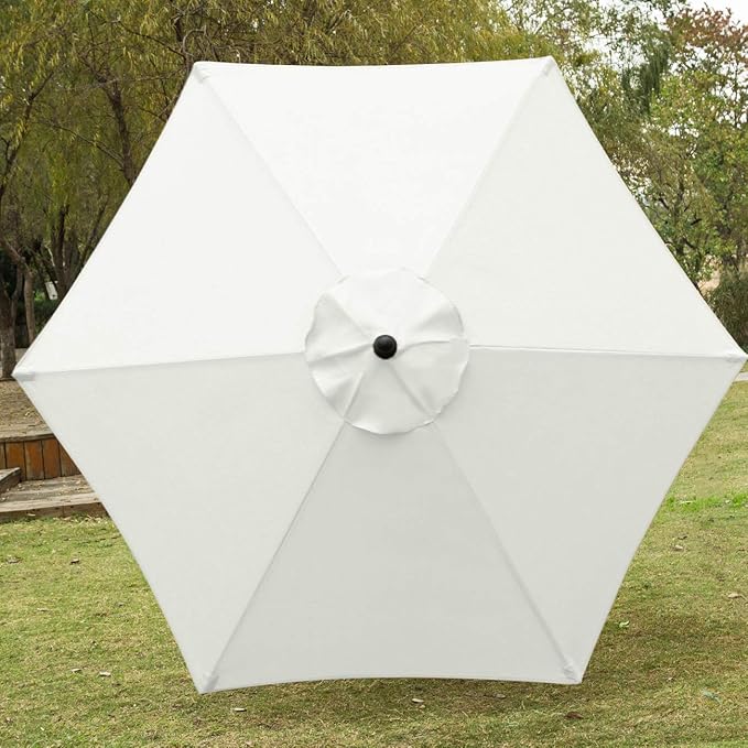 Sunnyglade 7.5' Patio Umbrella Outdoor Table Market Umbrella with Push Button Tilt/Crank, 6 Ribs (Beige)