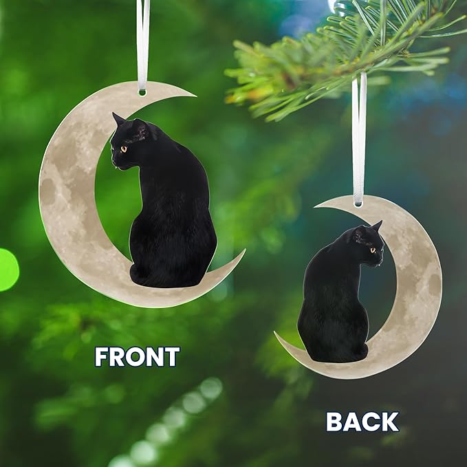 OASSIE Christmas Black Cat Gifts for Women Men - Acrylic Christmas Ornaments 2025 for Tree Decorations - Cat Lover Gifts for Women Animal Lovers, Funny Ornaments for Xmas Decorations