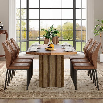 Dining Table Set for 8 - Large 79" Rectangular Kitchen Table Set for 8 with Cushioned Chairs,Modern Mid-Century Wood Dining Room Table Set for 8 Ideal for Kitchen & Gatherings