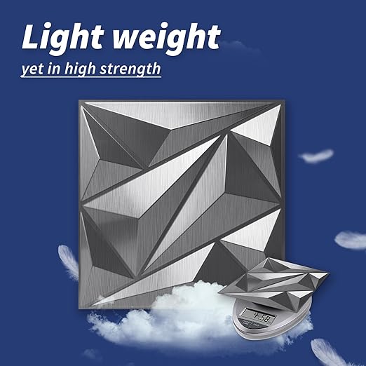 Art3dwallpanels 33 Pack 3D Wall Panel Diamond for Interior Wall Décor, PVC Textured Wall Panels, 12''x12'' Cover 32.Sq.Ft. Silver