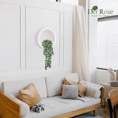 Der Rose 2 Pack Fake Plants Hanging Artificial Succulents Plants in White Pots for Living Room Bathroom Accessories Boho Wall Decor
