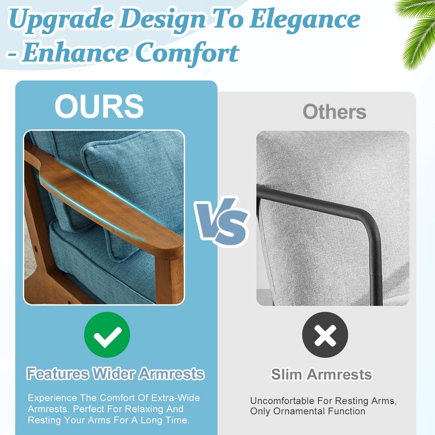 VINGLI Solid Wood Wide Armrests Accent Chair,Upholstered Mid Century Modern Chair with Pillow,Comfy Reading Chair Farmhouse Arm Chair,Chairs Living Room,Bedroom,Guest Room,Teddy Fleece,Khaki