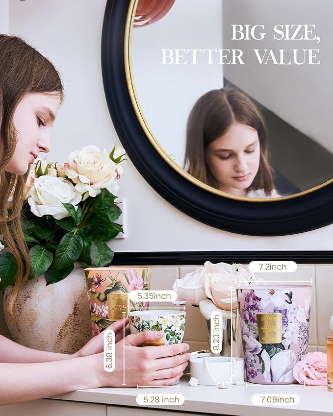 M&SENSE Peaceful Patchouli Scented Candle 35oz 150H Burn Time Long Lasting, 3-Wick Natural Aromatherapy Fall Winter Candle, Home Fragrance Housewarming Festival Gifts