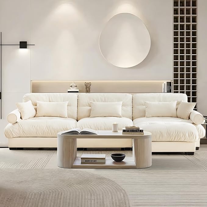 SorFlash Sectional Sofas Couches for Living Room, L Shaped Couch Sofa Set, Small Couches for Small Spaces, Apartment with Movable Ottoman, Beige