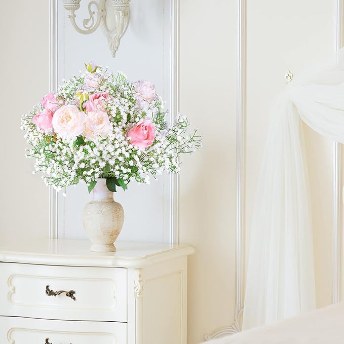 Babys Breath Artificial Flowers,12 Pcs Gypsophila Real Touch Flowers for Wedding Party Home Garden Decoration