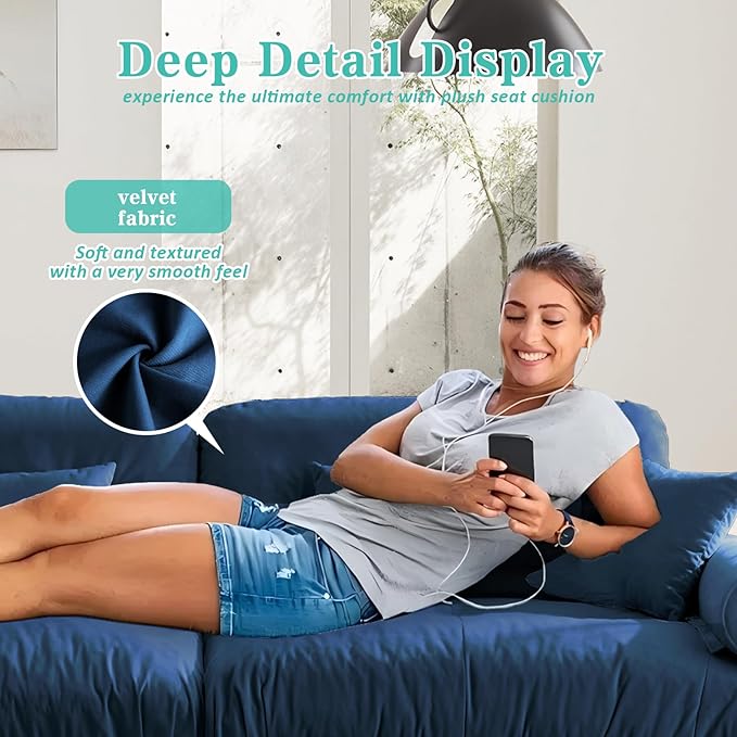 SoarFlash Sectional Sofa Couch, U Shaped Modern Sofa with Solid Wood Legs, Couches Sofas for Living Room Apartment, Comfortable Small Couches for Apartment, Blue