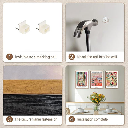 ILLBDR Framed Wall Art Vintage Matisse Wall Art Canvas Set of 3, Retro Prints Poster Mid Century Aesthetic Floral Botanical Decor for Living Room Bathroom Bedroom 16x24 Inch