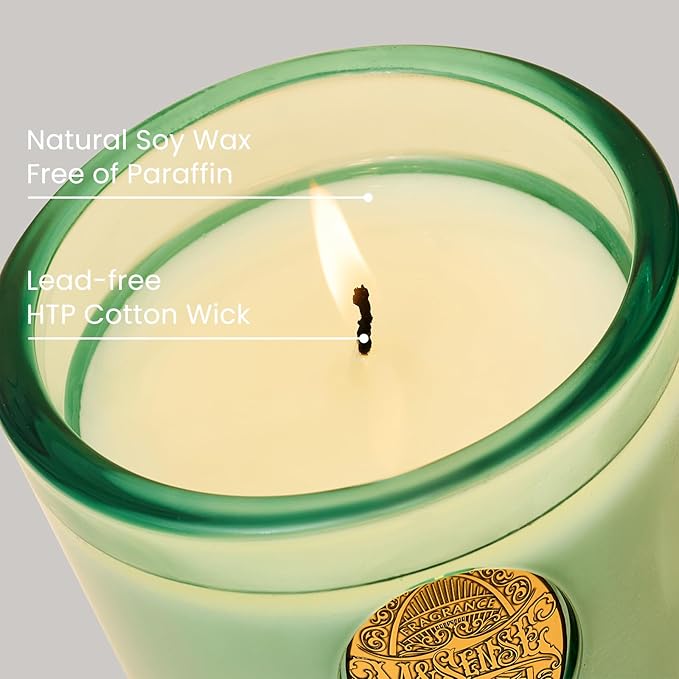 M&SENSE Natural Clean Scented Soy Candle | Fresh Linen & Neon Blue | 9.2 oz, 50H Burn Time | Luxury Scented Candle for Relaxation, Gifting, Home Décor | Ideal for Bedroom, Office, Party Ambiance