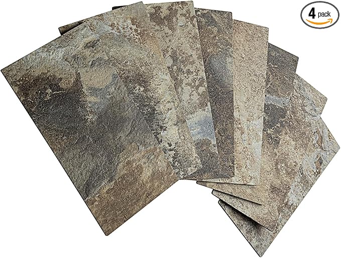 AULIGET 3" x 6" Subway Tile Peel and Stick Backsplash, Thick PVC Stick on Wall Tiles (4, Beige & Brown Slate)