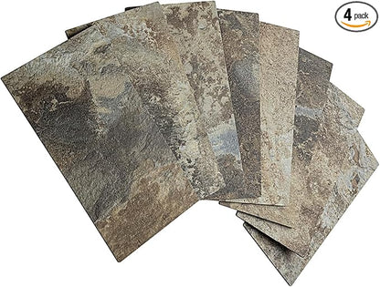 AULIGET 3" x 6" Subway Tile Peel and Stick Backsplash, Thick PVC Stick on Wall Tiles (4, Beige & Brown Slate)