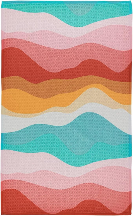 Modern Style Premium Kitchen Tea Towel Super Absorbent Fast Drying Microfiber Color Wave