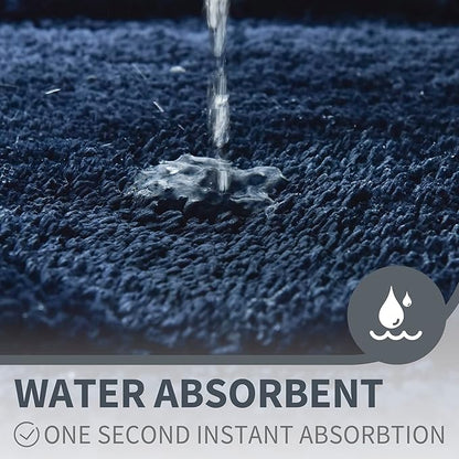 GRANNY SAYS Bathroom Rugs Sets 2 Piece,Soft Bath Mats for Bathroom, Bath Rugs Non Slip Washable, Absorbent Bath Rug for Tub, Shower and Toilet, Bath Mat Set (Blue, 20" x 32" + 16" x 24")