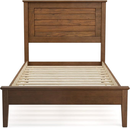 Grain Wood Furniture Greenport Solid Wood Platform Bed, Twin Size, Brushed Walnut