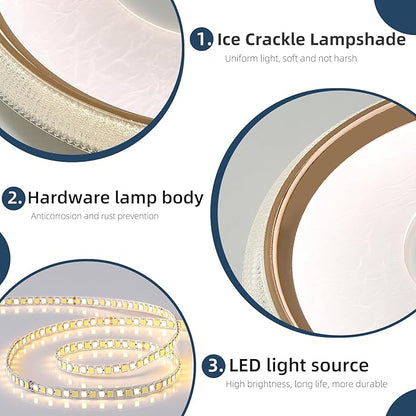 LED Flush Mount Ceiling Light, 19inch Round Dimmable Ceiling Lamp, Multiple Modes, 3000K-6000K, 60W, Modern Living Room Lighting Fixture for Entryway, Dining Room, Bedroom, Bathroom, Study