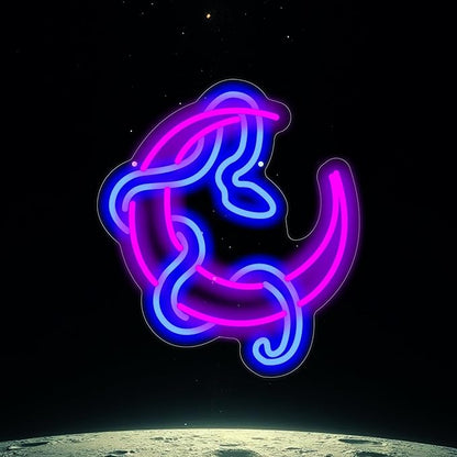 Snake on Moon Neon Sign, Animal Neon Sign, Neon sign Art Bedroom, Snake wall decor, Python Signs For Bedroom Beer Bar Neon Light Sign Hotel Party Club Office Art Lights for Kid Bedroom Man Cave Bar-Purple