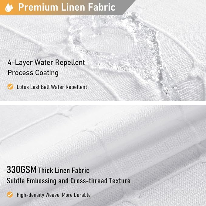 BTTN Stall Shower Curtain, 60x72 Inches Boho Farmhouse Linen Weighted Fabric Tassel Shower Curtain Set with 10 Plastic Hooks, Narrow French Country Neutral Textured Shower Curtains for Bathroom, White