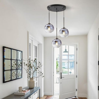KCO Lighting 3 Pendant Light Fixtures Ceiling Hanging Large Glass Cluster Chandelier Nordic Mercury Glass Pendant Light Modern Cluster Pendant Light Fixture