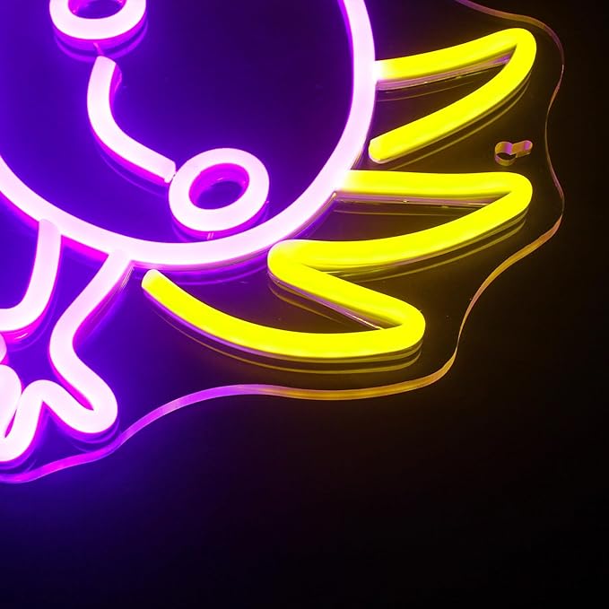 Lucunstar Axolotl Neon Sign,Anime Neon Sign,Neon Signs for Wall Decor,Man Cave Decor for Men,Neon Light for Wall,Anime Kawaii Led Decor,USB Powered Led Neon Signs for Home Wall Decor,Boys Room