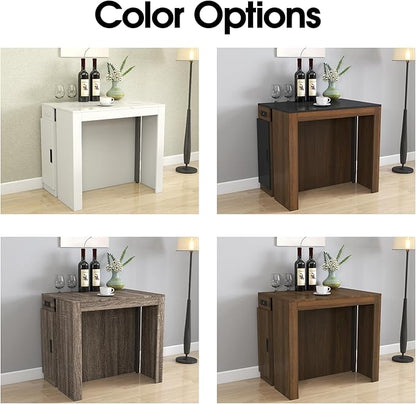 24''- 118'' Extendable Dining Room Table, Expandable Dining Table, Modern Large Table, for 2-12 Person(with Cabinet & Outlet), Barnwood Brown