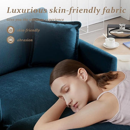 SoarFlash Chenille Sectional Sofa, Comfy Modular Single Sofa with Ottoman, Modern Recliner Deep Seat Sofa Set for Living Room,Deep Blue