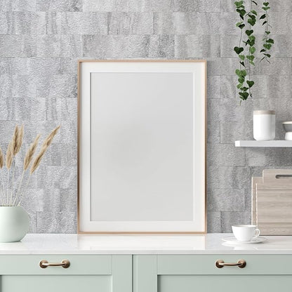 AULIGET 3" x 6" Subway Tile Peel and Stick Backsplash, Thick PVC Stick on Wall Tiles (100, Warm Grey Stone)