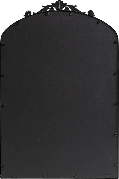 Kate and Laurel Arendahl Traditional Arch Mirror, 24 x 36, Antique Black, Baroque Inspired Wall Decor