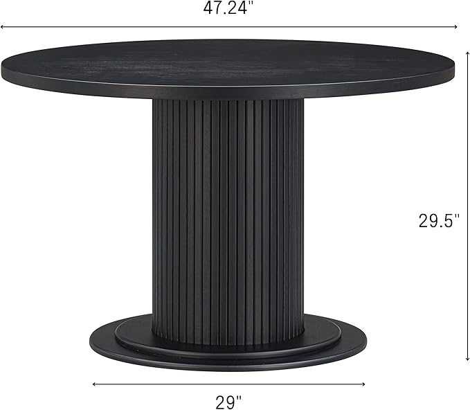 NTC Summit 47 Inch Modern Design, Round Dinner Table for Dining Room, Living Room Furniture, Effortless Assembly, Burnt Black