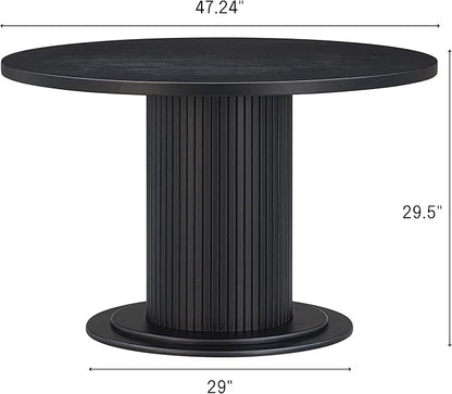 NTC Summit 47 Inch Modern Design, Round Dinner Table for Dining Room, Living Room Furniture, Effortless Assembly, Burnt Black